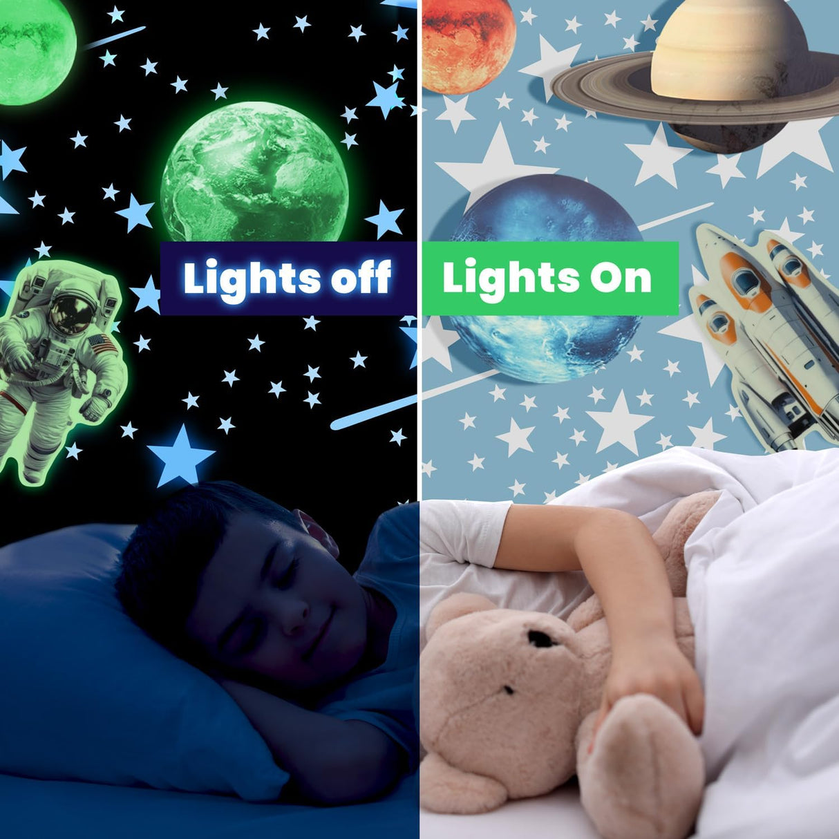 Estrellas y Planetas Brillantes, Pegatinas Espaciales para Niños