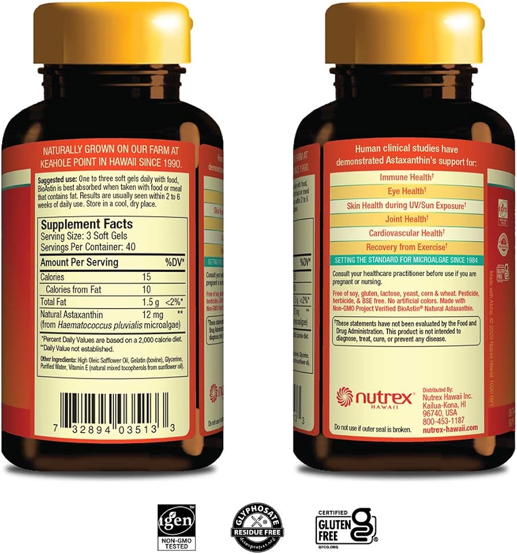Suplemento BULKSUPPLEMENTS Astaxantina 12 mg 180 cápsulas