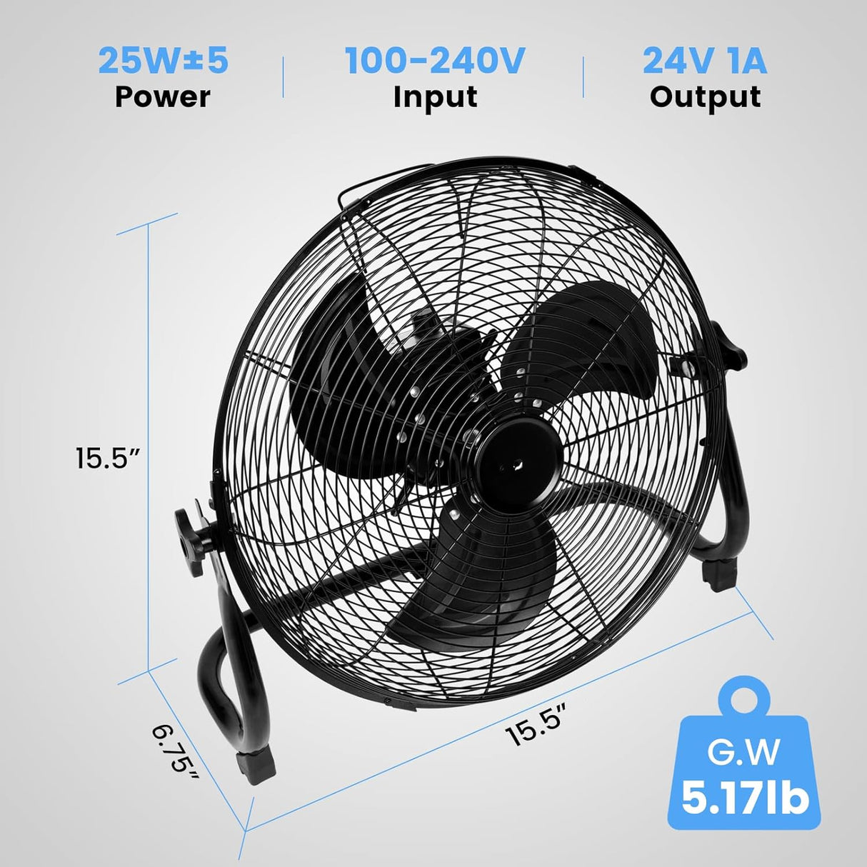 Ventilador de Piso Simple Deluxe 12 Recargable y Portátil