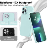 BossKiss Funda compatible con iPhone 13 Pro Max, funda de silicona líquida de alta calidad [tacto aterciopelado] [2 protectores de pantalla de vidrio templado 9H], funda de kit de protección completa a prueba de golpes, color menta