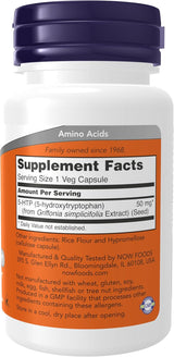 Suplemento 5-HTP 50 mg de NOW Foods, Apoyo Neurotransmisor