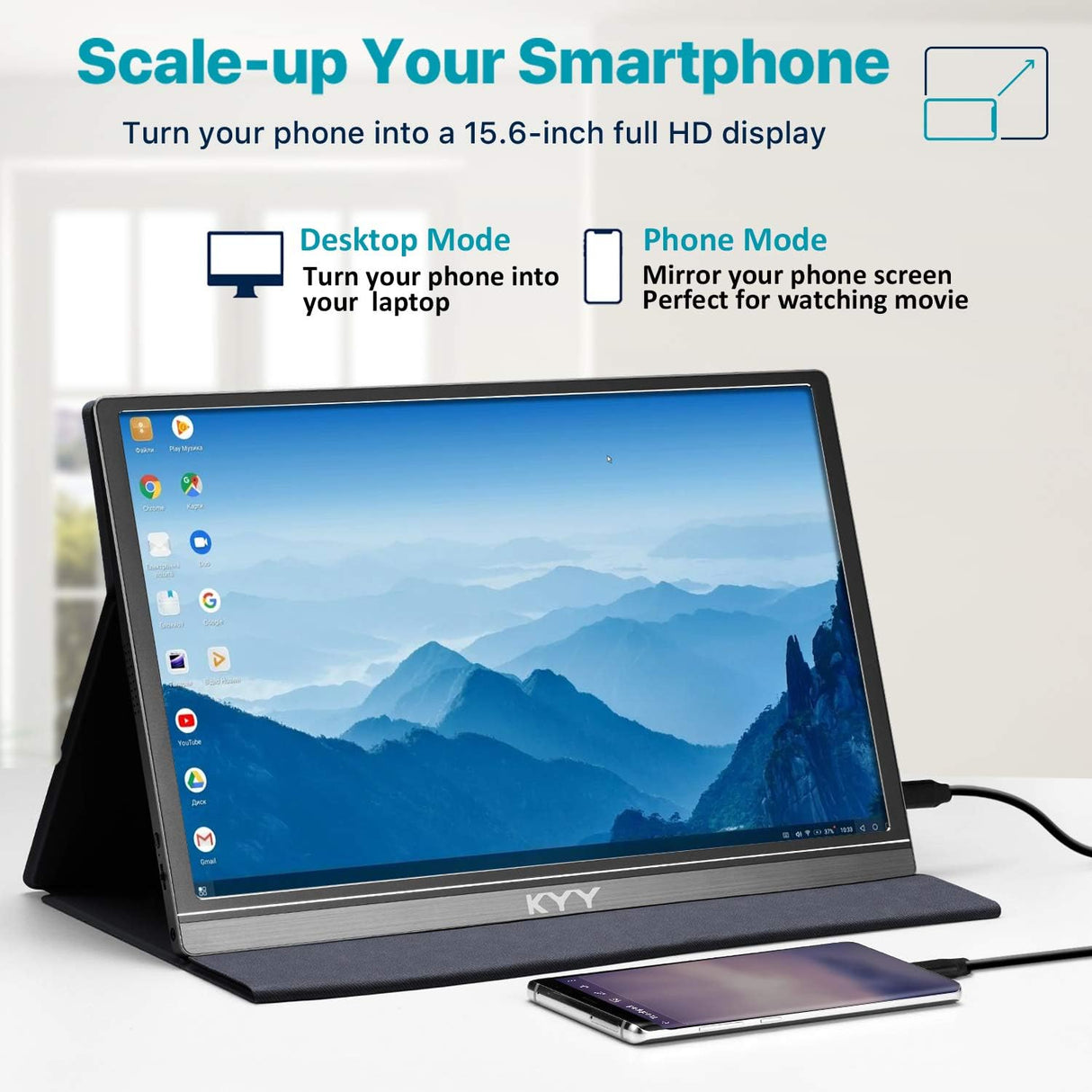 Monitor portátil KYY 15.6 1080P FHD USB-C HDMI HDR IPS