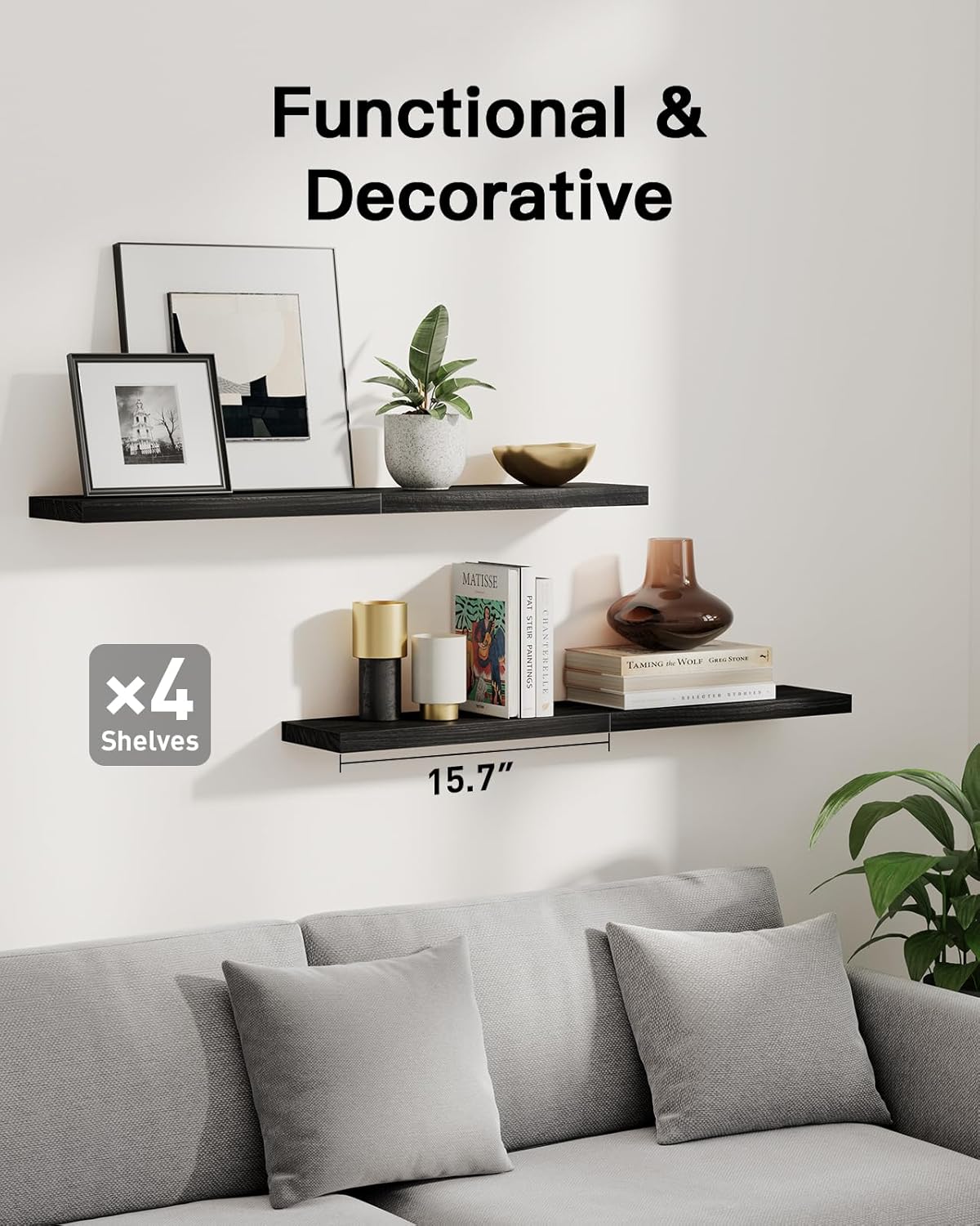 Estantes Flotantes de Madera, AMADA HOMEFURNISHING, Set 4, AMFS40B