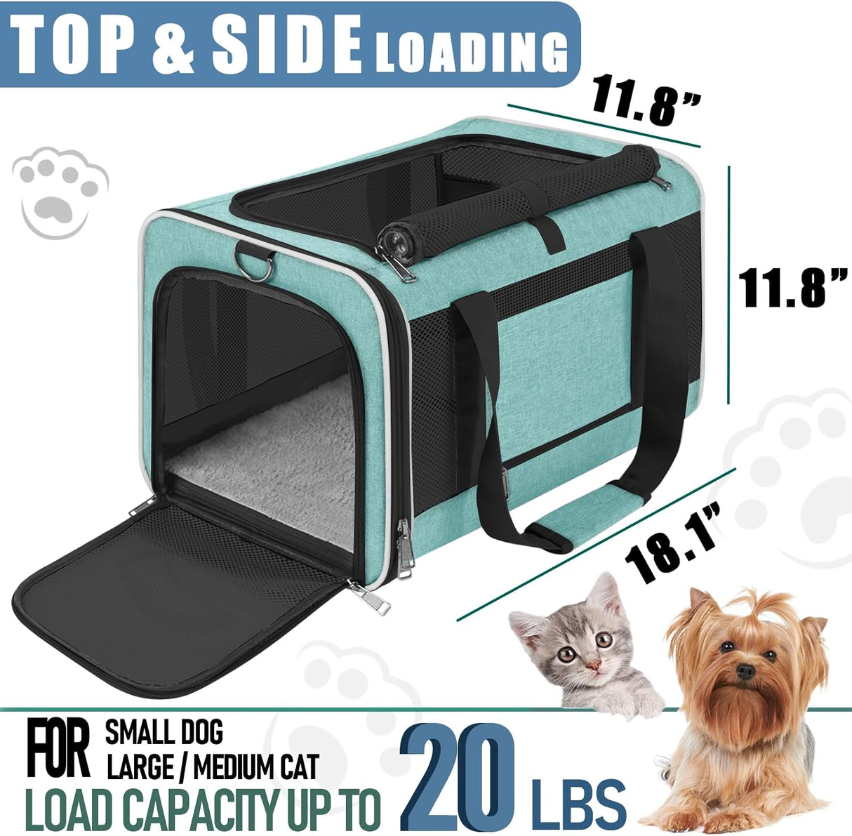 Transportín suave para perro pequeño, marca desconocida, hasta 15 lbs
