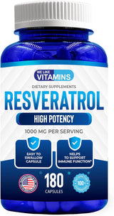 Suplemento  Vitamins Resveratrol 1000 mg  180 cápsulas