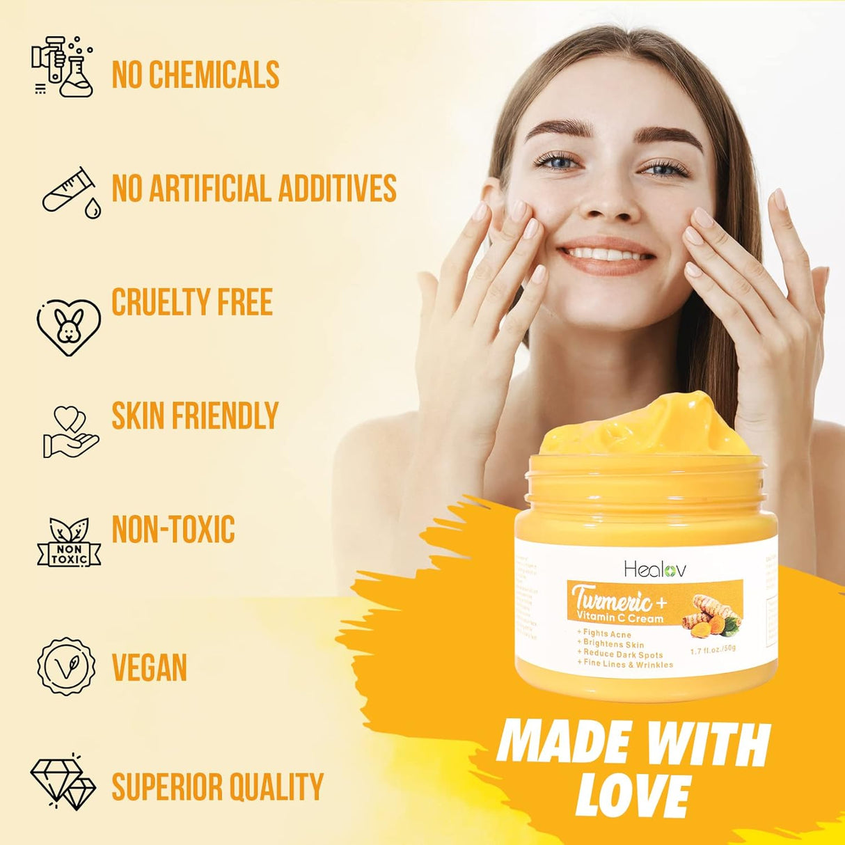 Crema facial de cúrcuma para rostro y cuerpo Herblov