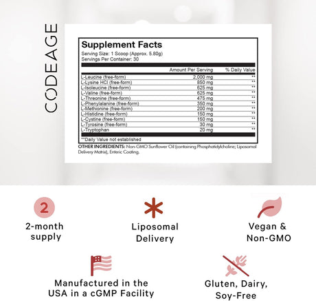 Suplemento liposomal de aminoácidos de Codeage, 6.15 oz