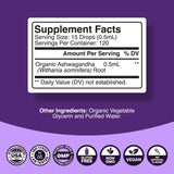 Gotas de Ashwagandha Orgánico - Extracto Potente - 60 Serv.