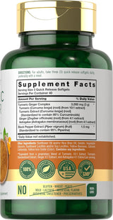 Suplemento de Cúrcuma y Jengibre Carlyle 3000 mg, 120 cápsulas