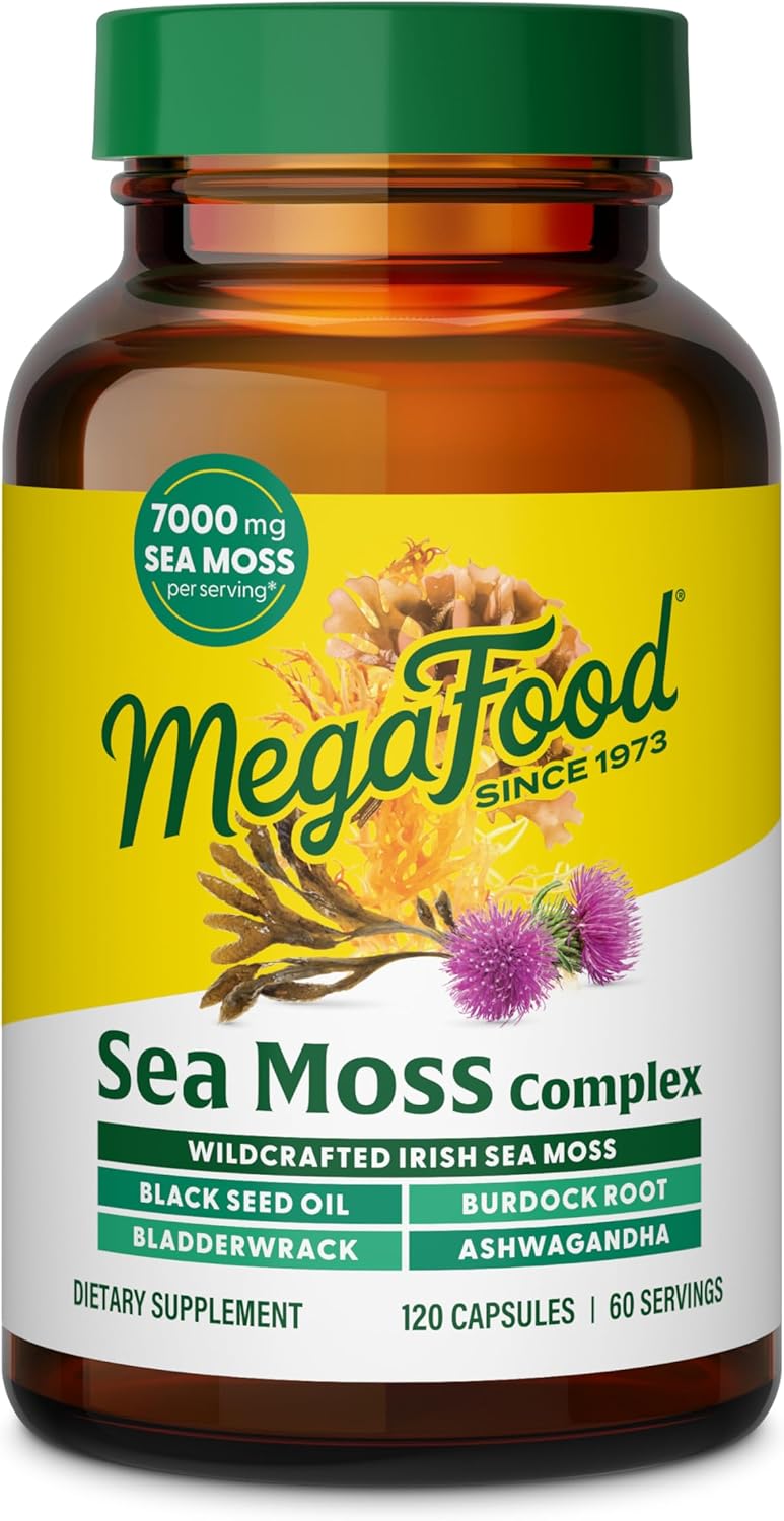 MegaFood Sea Moss Complex - 7000mg, Black Seed, Ashwagandha, 120 cápsulas