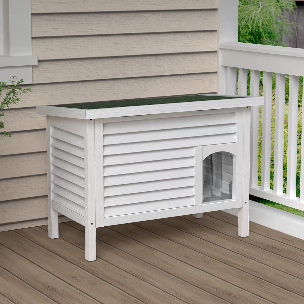 Casa para Gatos GDLF, Madera Sólida, Techo Impermeable, 31.9