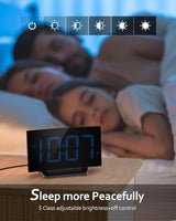 Reloj Despertador Digital Curvo, Números LED, 2 Volúmenes