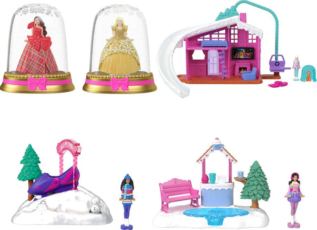 Mini BarbieLand Barbie Bundle con 2 muñecas, 3 sets de nieve y más