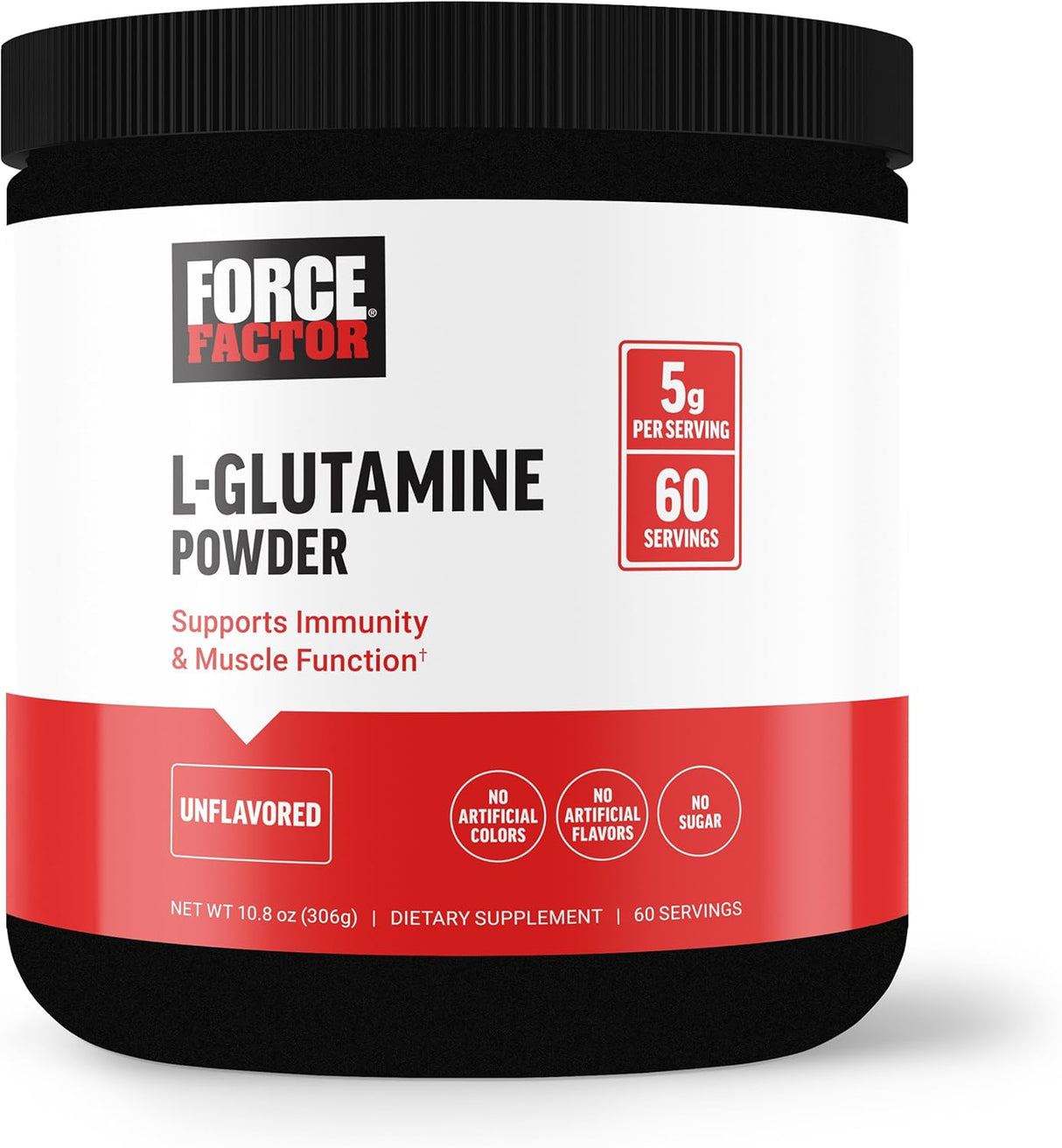 FORCE FACTOR L-Glutamina en Polvo, 5000mg, 60 Porciones