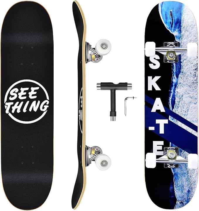 Skateboard estándar de 31" con camiones pro y herramienta T