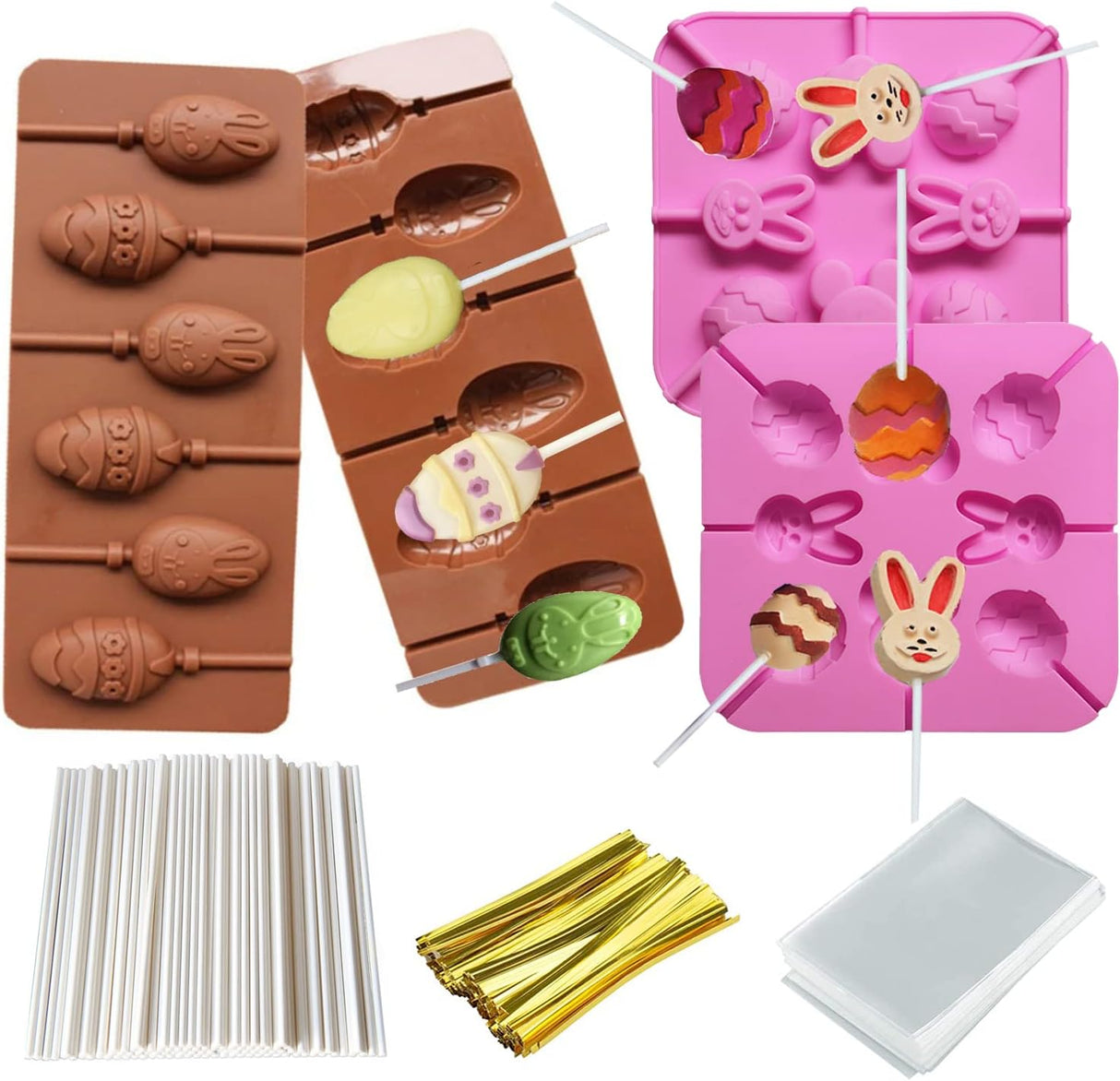 Moldes de Silicona para Lollipops, 2 Pack, con 80 Palitos