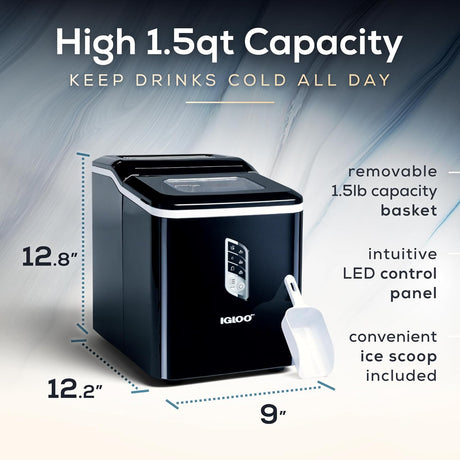 Máquina de Hielo Igloo, 26 lbs en 24h, Auto-limpieza, Countertop