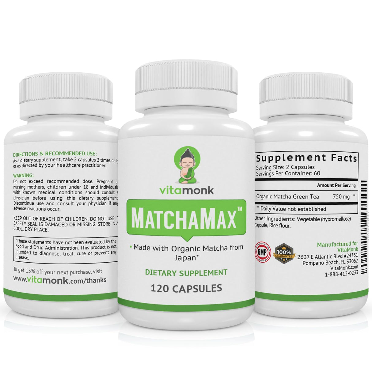 Suplemento Cápsulas orgánicas japonesas de matcha  té matcha