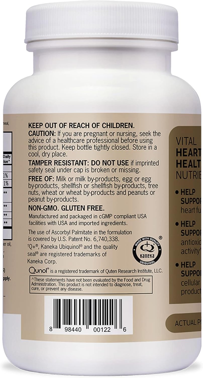 Ubiquinol CoQ10 100 mg con Omega 3, Salud Cardíaca, 90 Uds