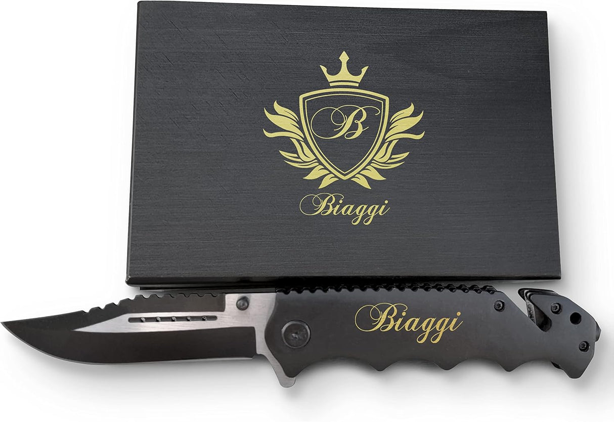 Cuchillo personalizado para senderismo, caja grabada