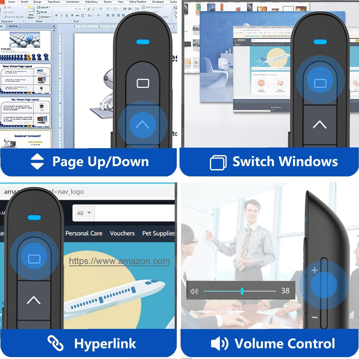 Presentador Inalámbrico 2 en 1 USB/Type-C para PPT, Control Volumen