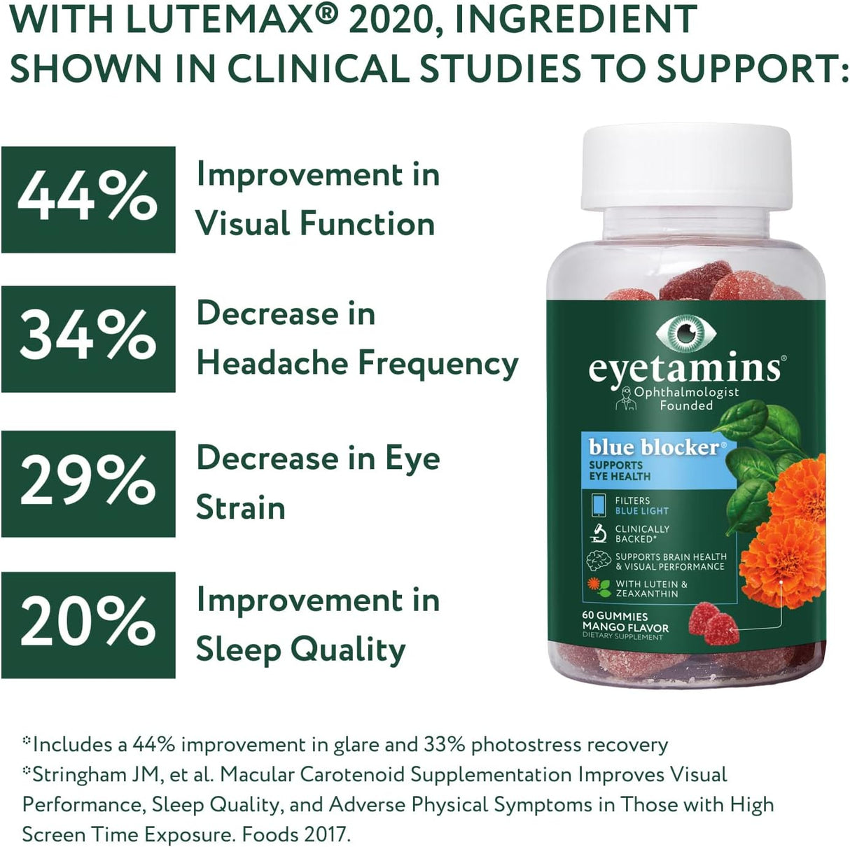 Suplemento eyetamins Blue Blocker® Eye Health - 60 gomitas