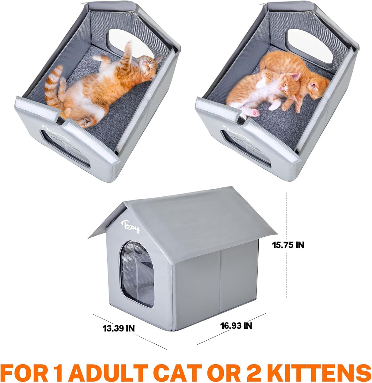 Casa para Gatos Exterior Toozey, Aislada, Impermeable, Modelo 2023
