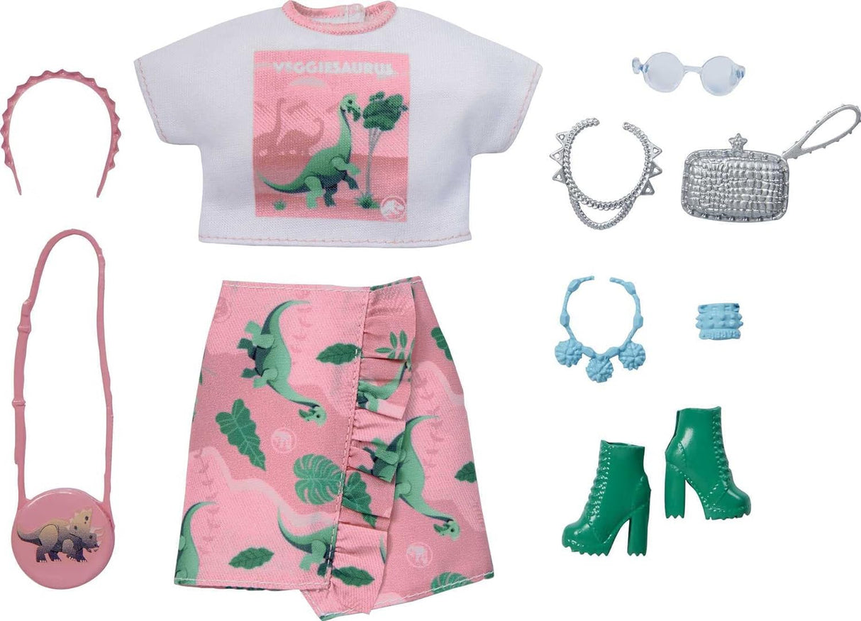 Set de Ropa Barbie Jurassic World, Conjunto con Accesorios y Temática Dino
