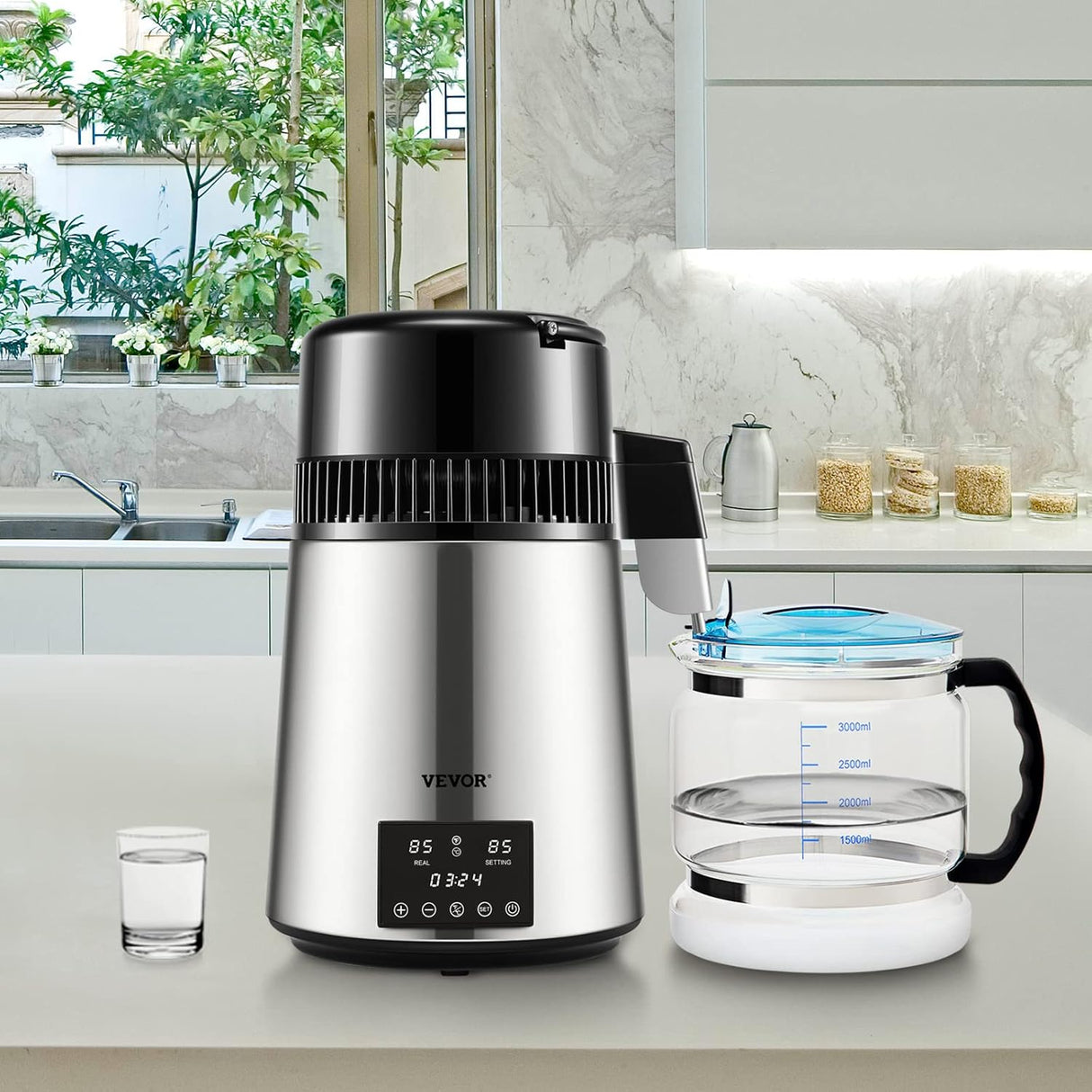 Destilador de Agua de Acero Inoxidable con Pantalla Dual