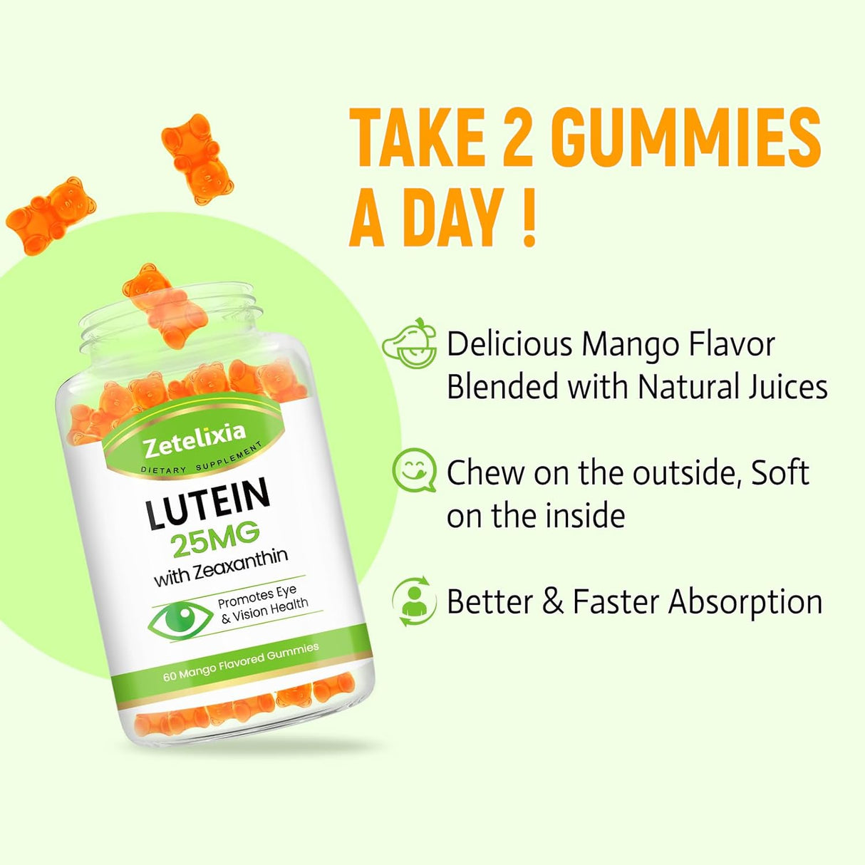 Gomitas de luteína de 25 mg Vitaminas para los ojos Luteína