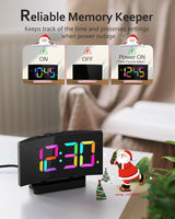 Reloj Despertador Digital Curvo con 5 Brillos, 2 Volúmenes, 3 Tonos
