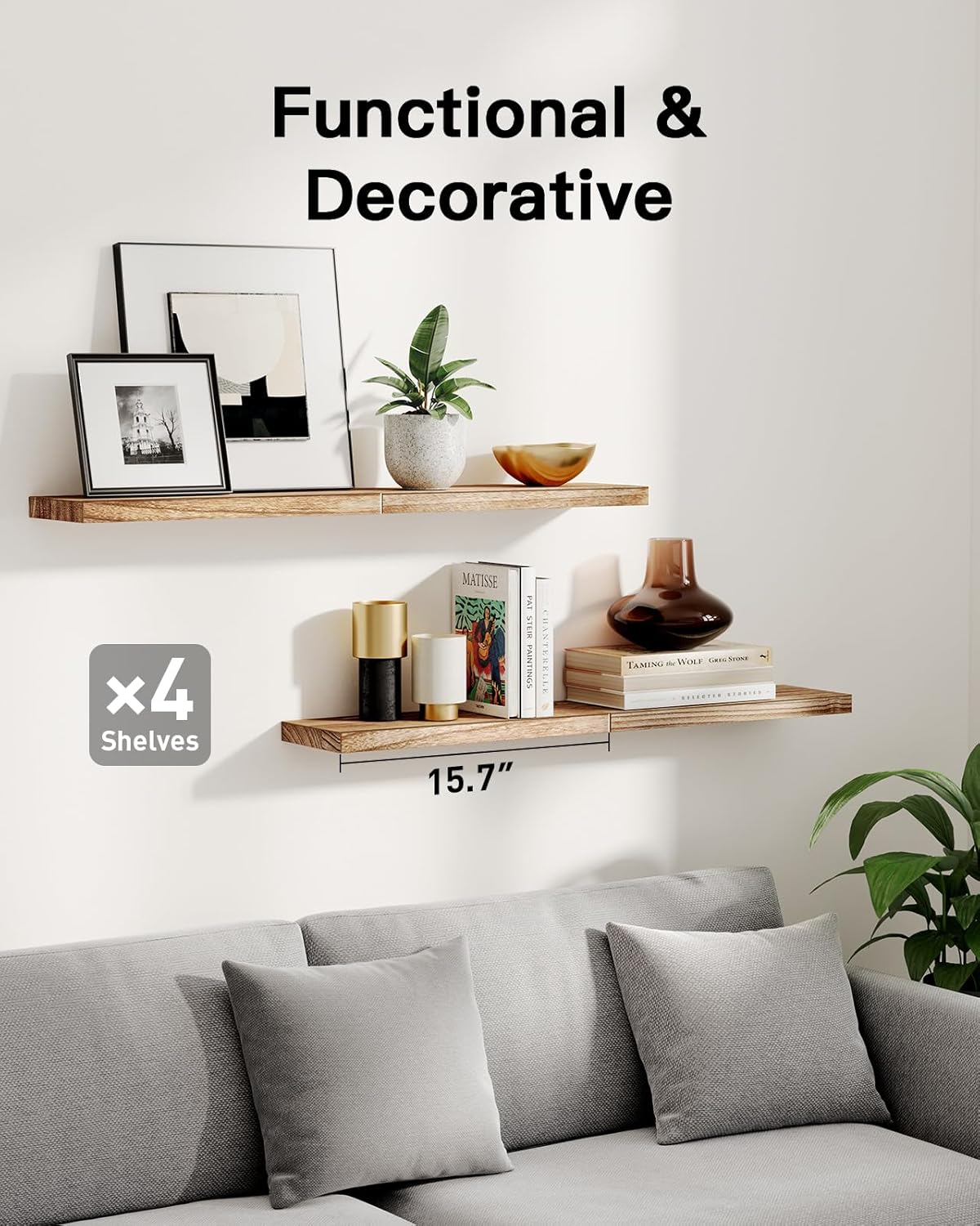 Estantes Flotantes AMADA HOMEFURNISHING de Madera, Set de 4