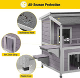 Casa para Gatos Feral Aivituvin, Madera, Balcón y Puerta de Escape