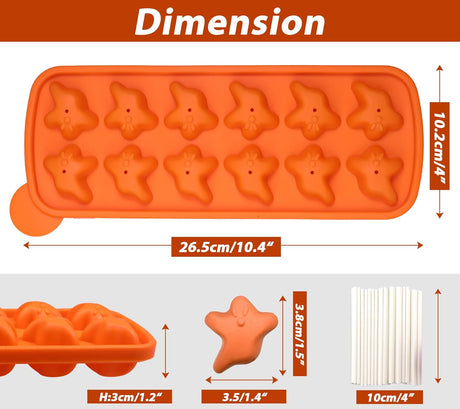 Moldes para Cake Pops Fantasmas Webake, 50 Palitos, 2 Pzs