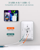 Protector de Sobretensión con USB Addtam 5 Tomas y Luz Nocturna