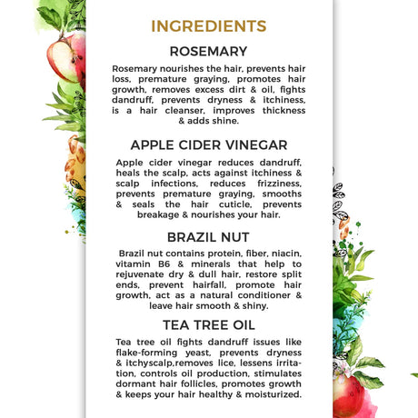 Champú anticaspa para el cabello de romero y árbol de té