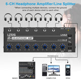 Amplificador de auriculares estéreo 6 canales con potenciador de graves