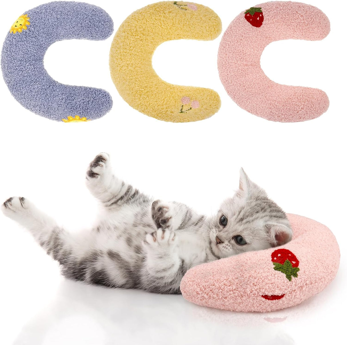Guiqulai Cojín Calmante para Perros y Gatos, Suave,U Forma