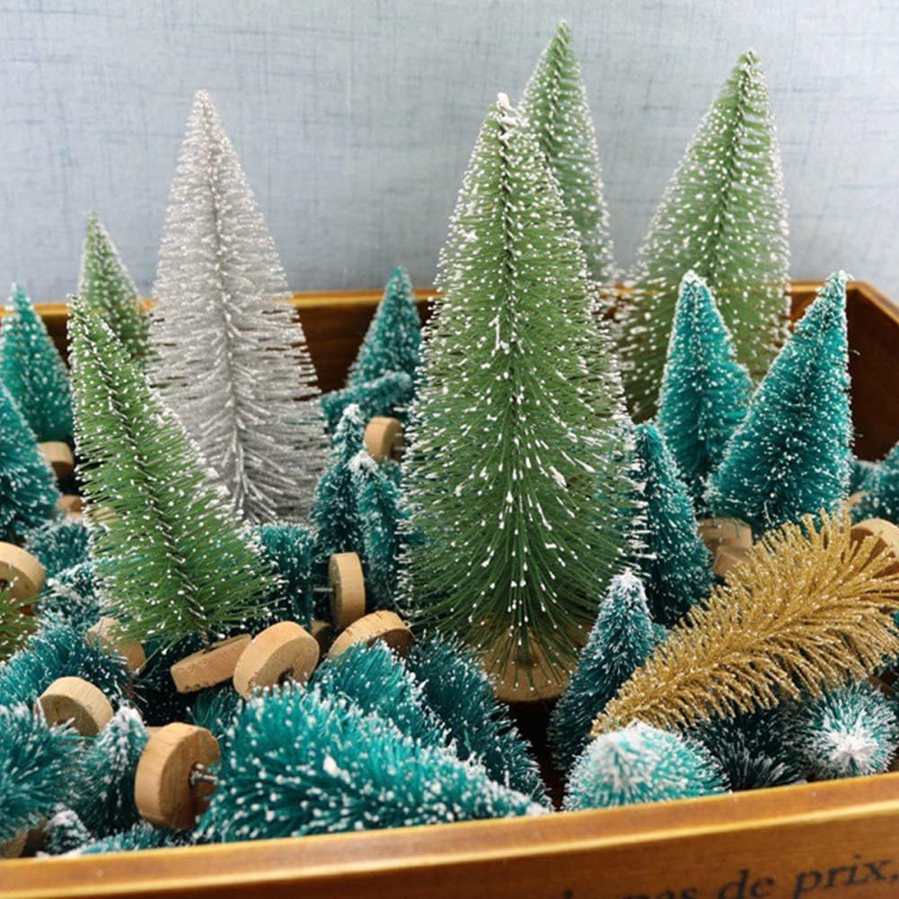 8 Pcs Árboles de Navidad Artificiales Sisal con Base de Madera