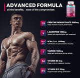 Creatina Monohidrato Gummies con BCAA, L-Carnitina y B12, 90u