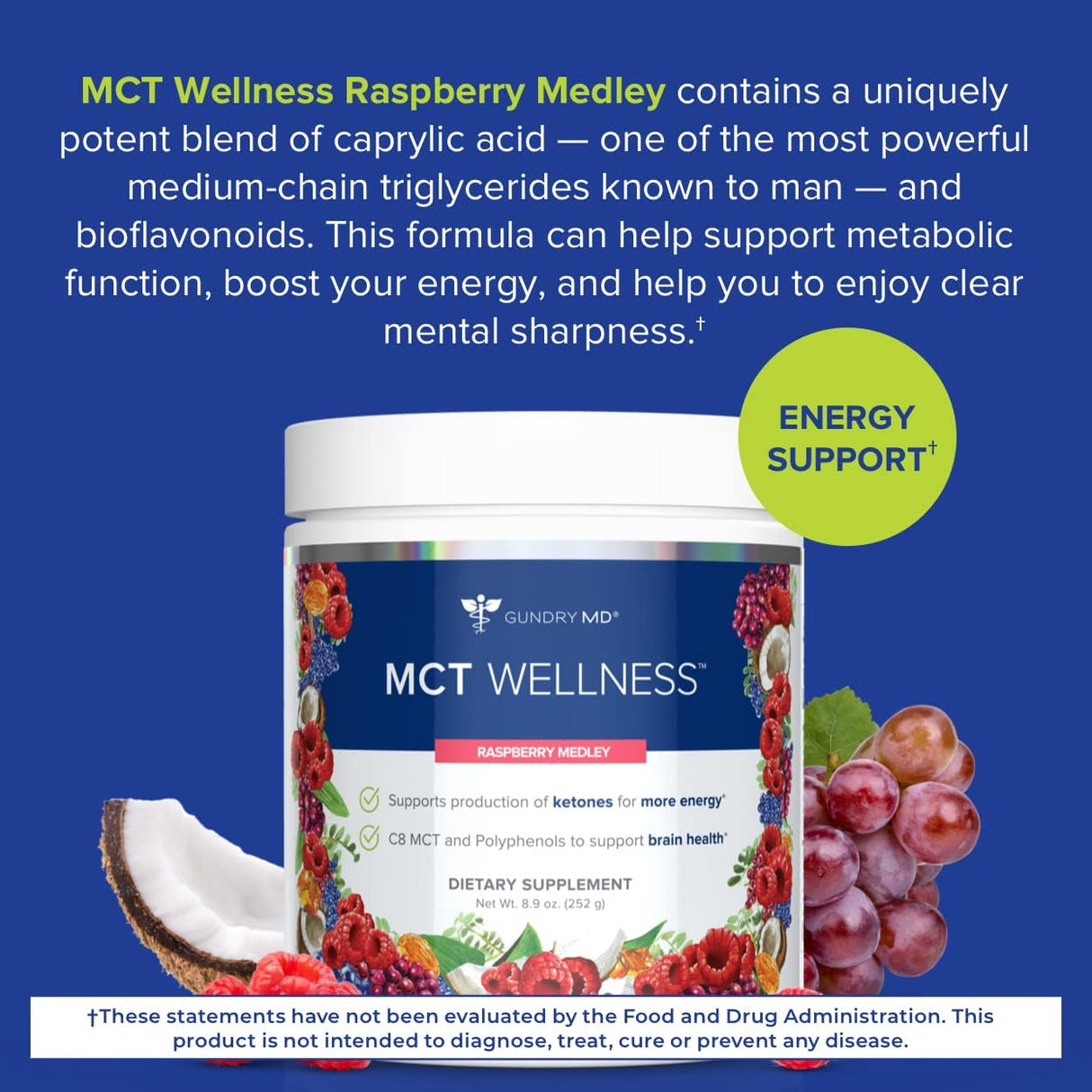 Suplementos MCT Wellness Polvo para apoyar la energía 252g