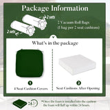 Basic Beyond Cojines para sillas de exterior para muebles de patio, impermeables, juego de 4 cojines de asiento de exterior de 19 x 19 pulgadas, cojines para sillas de patio con lazos y asa, verde