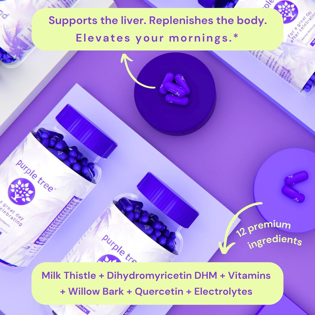 Suplemento purple tree  de bienestar hígado feliz electrolit