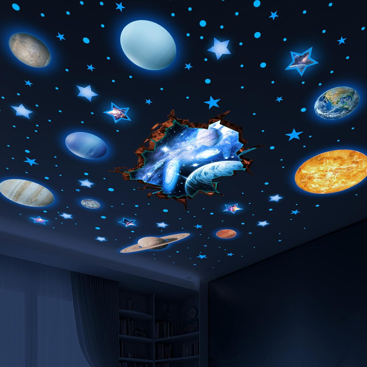 Pegatinas de Estrellas y Planetas, adhesivos que brillan en la oscuridad