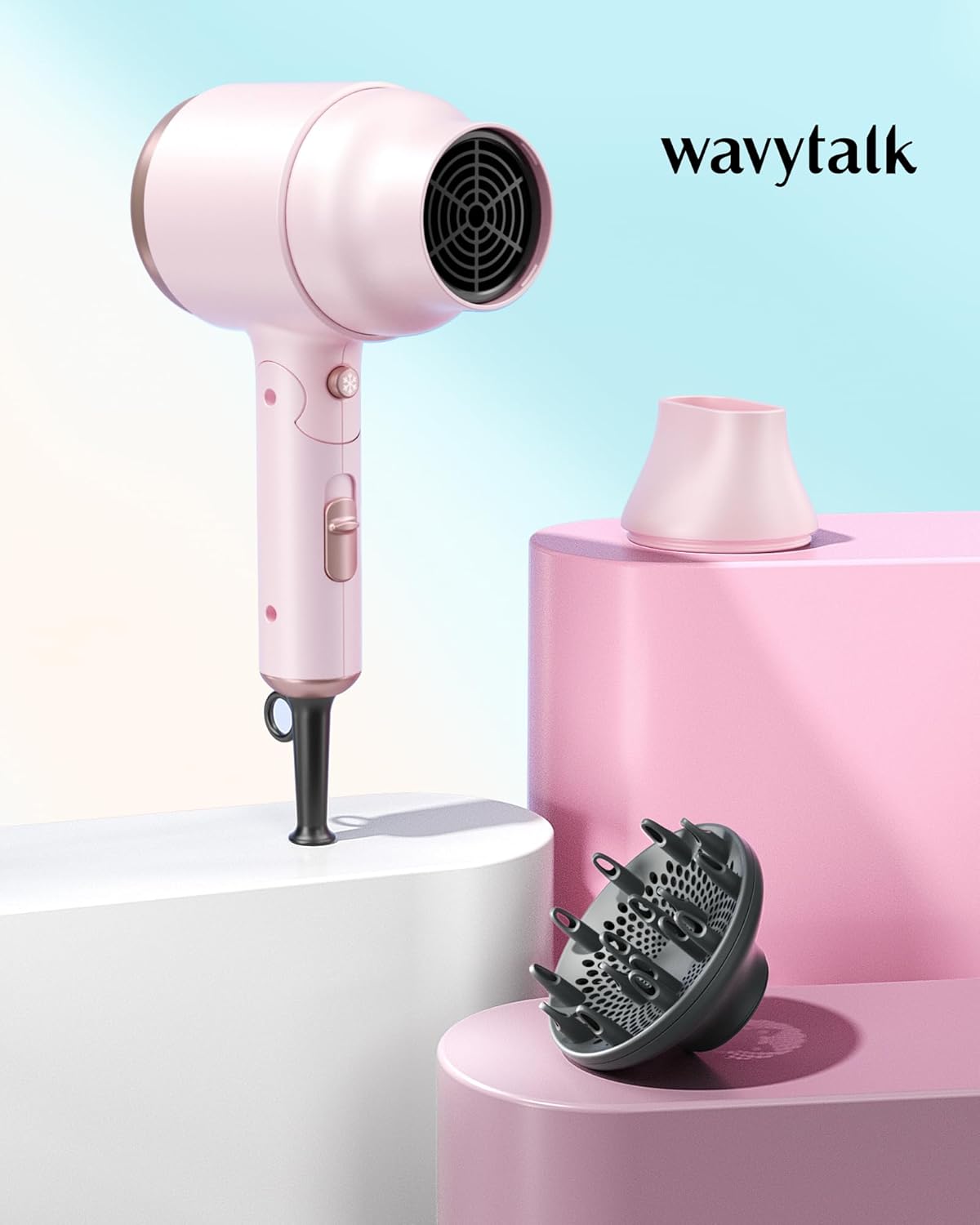 Secador de pelo con difusor con mango plegable 1600 W