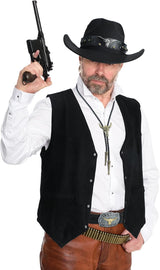 Conjunto Vaquero Hombre Suede Leather: Chaleco, Sombrero, Corbata