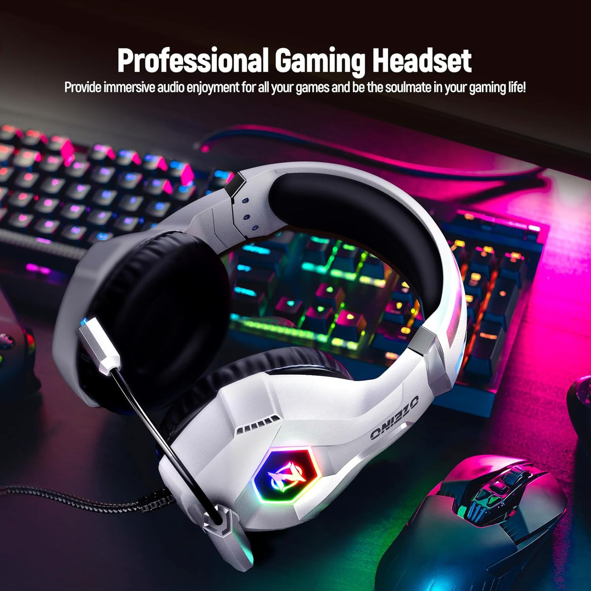Auriculares Gaming 7.1, con micrófono, para PC y consolas