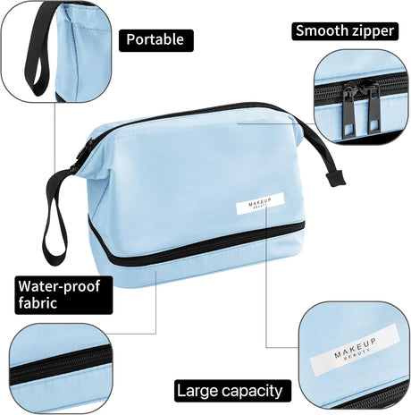 bolsa para cosmeticos color azul Queboom