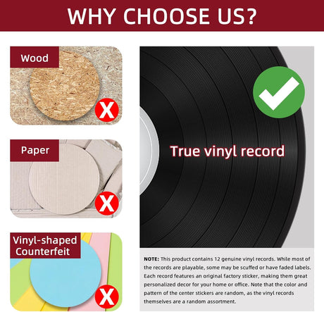 12PCS Discos Vinilo para Manualidades y Decoración Vintage