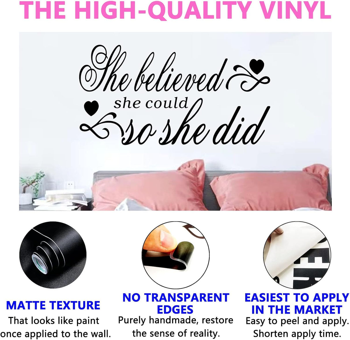 SEATUNE Vinilos de Pared Inspiracionales para Mujeres, 21x11